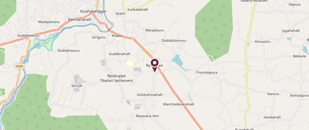 Map showing FTCI Bylakuppe in Bylakuppe, Karnataka
